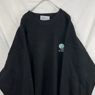 90s fahrenheit 플리스 풀오버 자수 맨투맨 블랙