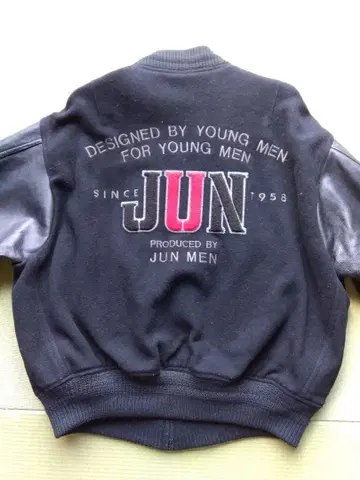 JUN 바시티 자켓 울가죽 콤비