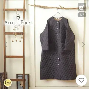 ATELIER EQUAL 블랙 퀼팅 롱 코트