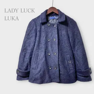 레이디 루카 부클레 피 코트 숏 기장 울 혼방 네이비