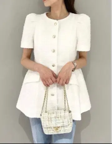 팬시 트위드 페플럼 자켓