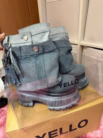 YELLO 데님 통굽 부츠