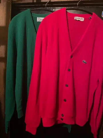 라코스테 가디건 IZOD LACOSTE 2개 세트 사이즈 M 그린 레드