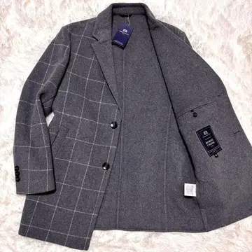 미사용 새상품 로베르토 카바니 체스터 코트 체크 캐시미어 100% L