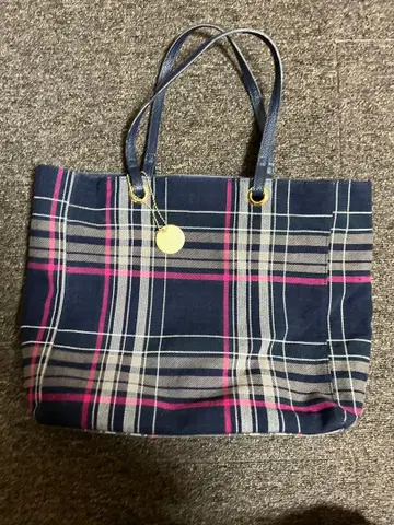 블루 레이블 체크 토트백