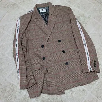 데일리 페이퍼 자수 로고 자켓 저리 하프 코트 체크