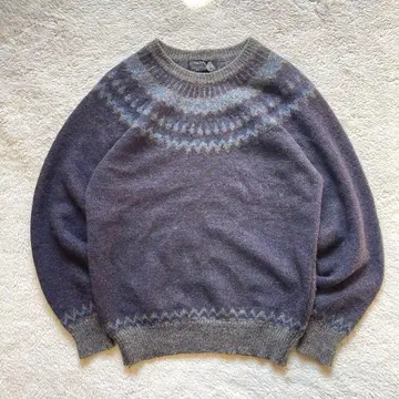 90s 빈티지 구제 의류 노르딕 무늬 멜란지 니트 퍼플