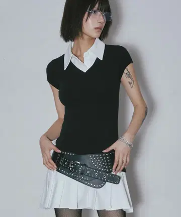 미사용 NIIER NOR /  ] / 레이어드 셔츠 드레스