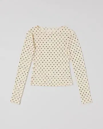 poppy 도트 레이스 시스루 상의