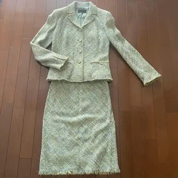 FRAGILE 그린 계열 트위드 스커트 셋업