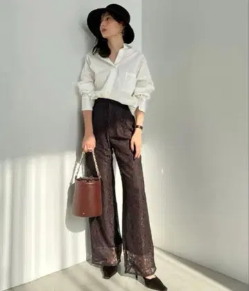 anuans 코드 레이스 스트레이트 팬츠 베이지