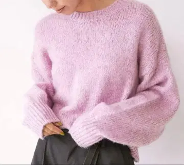 Ungrid 컬러 모헤어 혼방 루즈 니트 핑크 니트 스웨터