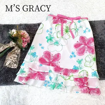 [ 엠즈 그레이시 ] 플레어 원피스 티어드 꽃무늬 리본 보타니컬 고급