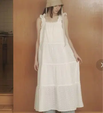 REMOON 코튼 레이스 티어드 원피스