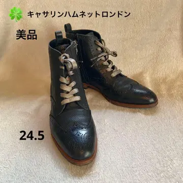 새상품급 KATHARINEHAMNETTLONDON 블랙 가죽 24.5cm