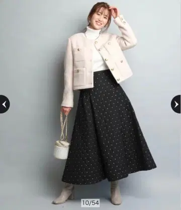 JUSGLITTY 퀼팅 스커트 (도트/블랙)