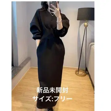 미사용 새상품 허리 디자인 맨투맨 롱 원피스 프리 사이즈