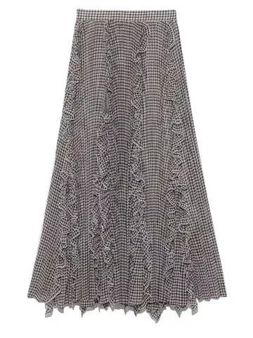 SNIDEL 플리츠 캉캉 스커트 하운드투스 체크 패턴