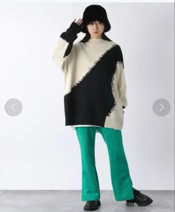 JEANASIS 인터샤 블로킹 니트