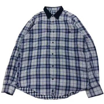 PAPAS 체크 무늬 긴팔 셔츠 일본제 M 사이즈