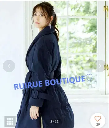 RUIRUE BOUTIQUE 가운풍 코트 다운 코트 네이비