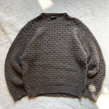 Vintage 구제 의류 프랑스제 두툼한 와플 울 니트 브라운