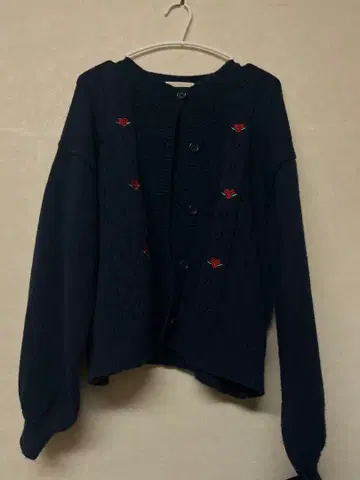 2일 이내 발송 꽃무늬 손뜨개질풍 가디건