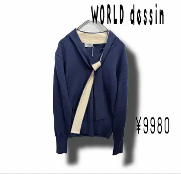 WORLD 데셍 네이비 니트