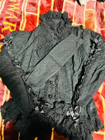 [ 새상품급 ] Angelic Pretty 블랙 레이스 장식 긴팔 셔츠