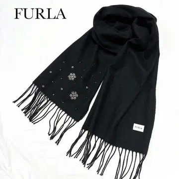 FURLA 훌라 머플러 캐시미어 100% 눈꽃 비쥬 블랙
