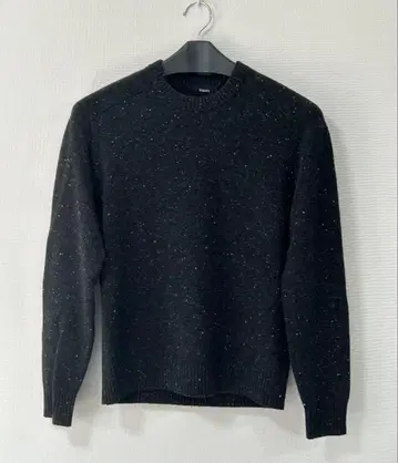 테리 블랙 크루넥 캐시미어 혼방 니트