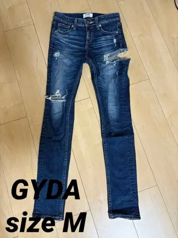 GYDA 데미지 가공 다크 블루 스키니 데님 M [ 새상품급 ]