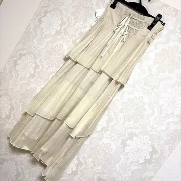 다즐린 아이보리 플리츠 롱 스커트 M