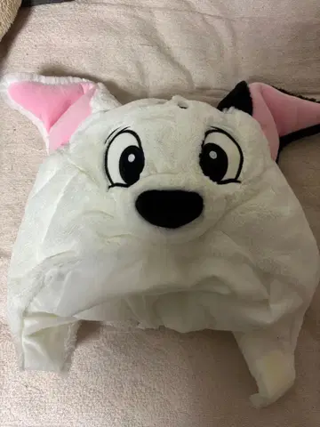 캐릭터 모자 화이트 털 모양 핑크 귀