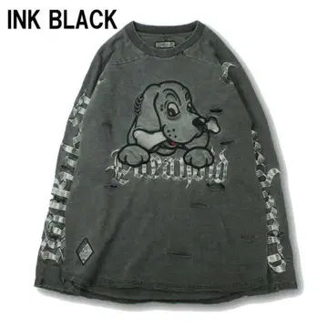 GALFY (갈피) 병에 물든 롱 티셔츠 INK BLACK