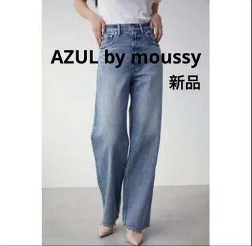 새상품 AZUL by moussy 하이웨스트 와이드 데님