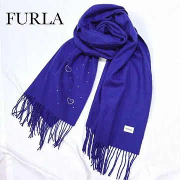 FURLA 훌라 대형 스톨 머플러 캐시미어 하트 비쥬 파랑 보라색