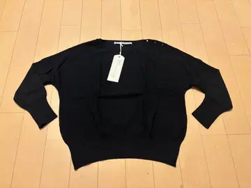 새상품 앙카셰트 12G 카노코 편직 긴팔 니트 블랙 일본제 모 100%