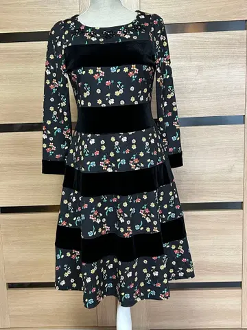 슈퍼 뷰티 플라워 프린트 긴팔 원피스 (40)