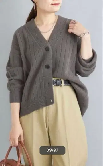 쉽스 울 캐시미어 V넥 숏 가디건