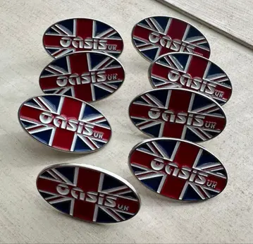 oasis 오아시스 유니언 잭 금속제 핀 배지 8개 세트 당일 발송