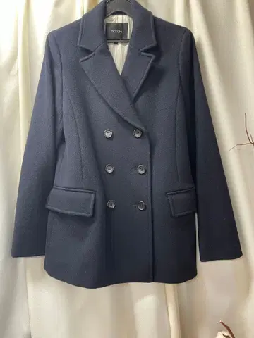보쉬 네이비 더블 브레스트 피 코트