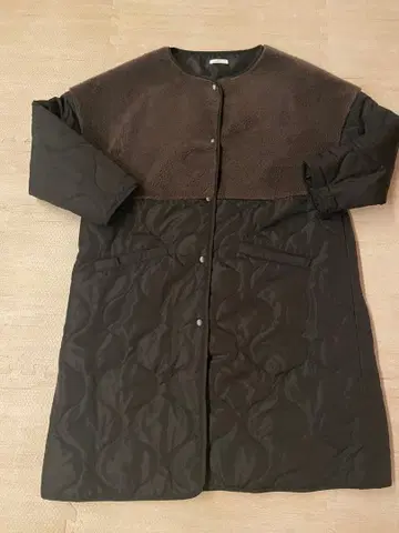 U R 플리스 퀼팅 롱 자켓