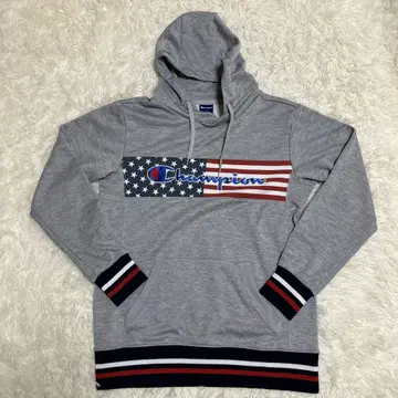 챔피언 미국 국기 디자인 풀오버 후드티 사이즈 L 그레이