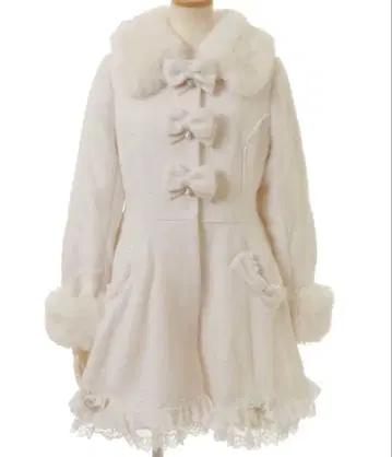 Lizlisa 리즈리사 백 티어드 리본 코트 화이트