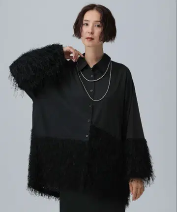 [택 포함 새상품] LEPSIM 프린지 도킹 셔츠 튜닉 블랙