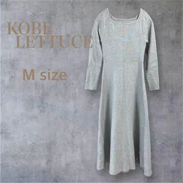 S088 고베 레터스 원피스 M 그레이 긴팔 니트 플레어 스트레치