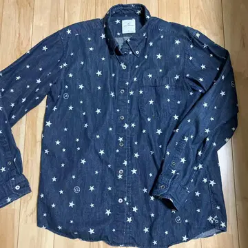 유니폼 익스페리먼트 별 패턴 데님 셔츠 사이즈 2