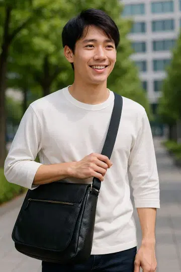 천연 가죽 숄더백 A4 수납 가능 비즈니스 출퇴근 블랙