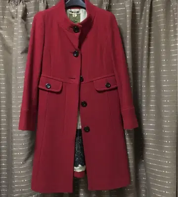 INED 100% 울 하프 코트 빨간색